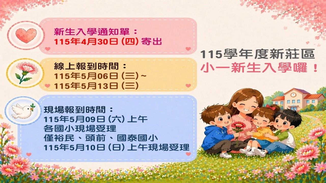 115學年度新莊區小一新生報到囉