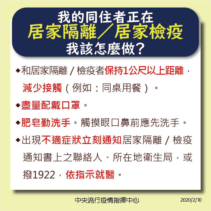 我的同住者正在居家隔離/居家檢疫 我該怎麼做？